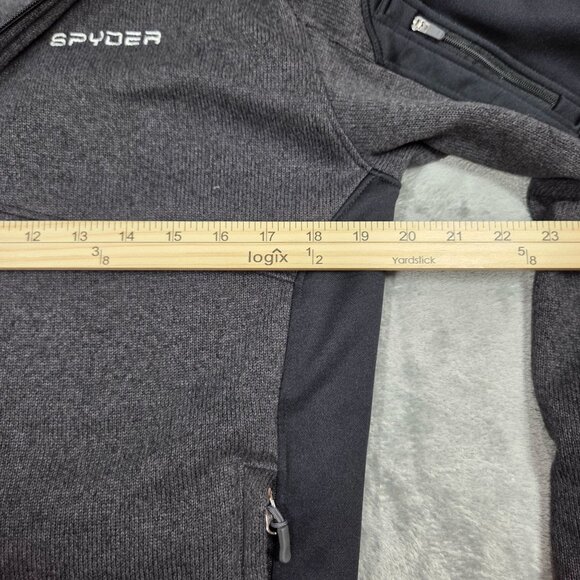 Spyder Jacket Mens Medium Gray Sweater Fleece Full Zip Hiking Outdoor Coat - Picture 7 of 8